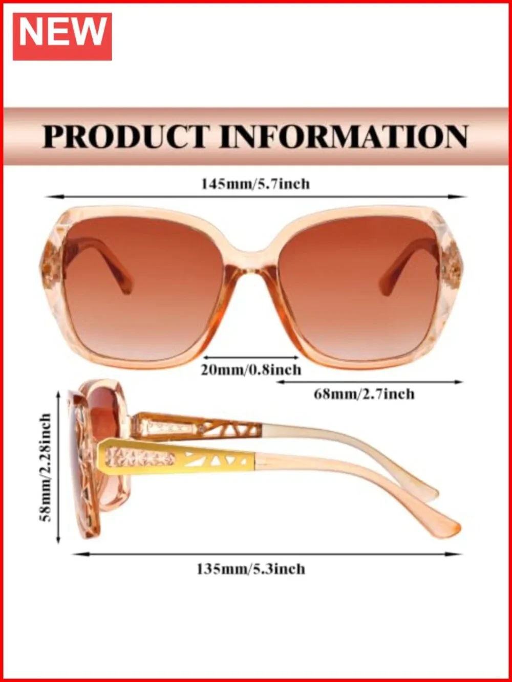 Polarized Square Sunglasses Oversized UV400 Protection for Women Men